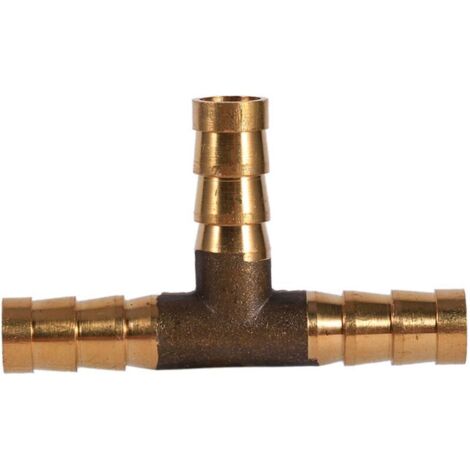 Jeffergarden Raccord en T en laiton à 3 voies pour tuyau de carburant, 8 mm, pour air comprimé, huile et gaz.