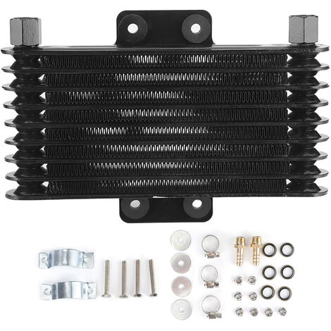 Jeffergarden Radiateur de refroidissement de refroidisseur d'huile moteur noir à 8 rangées universel pour moto 125-250CC Dirt Bike ATV