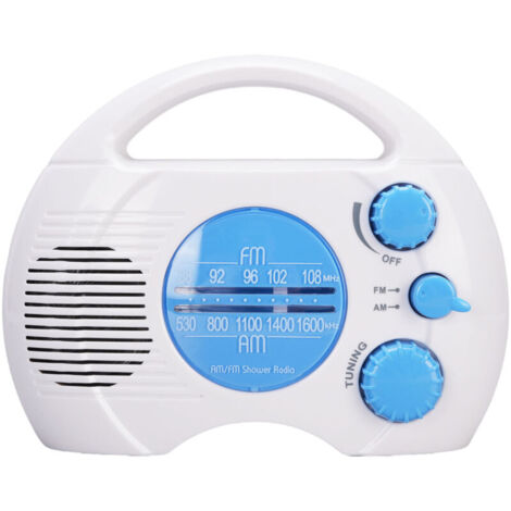 Jeffergarden Radio de douche étanche, Volume réglable AM FM, salle de bain, Portable, réglage facile, bleu