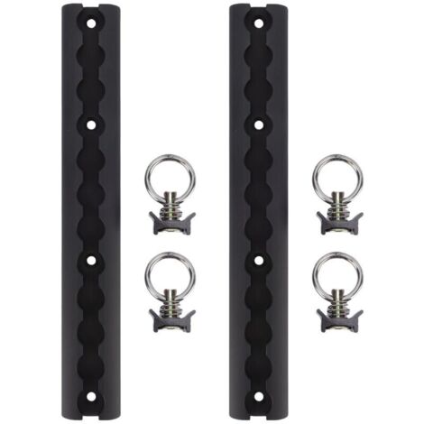 Jeffergarden Rail d'arrimage en aluminium en forme de L, épaisseur 304 mm, avec 4 anneaux ronds, pour motos, quads, motos tout-terrain et pick-ups (noir).