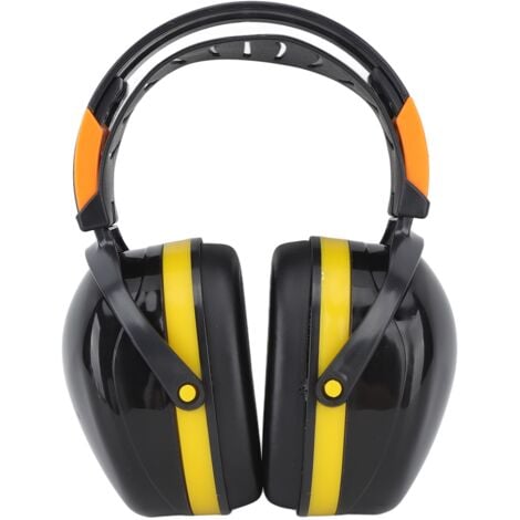 Jeffergarden Réduction du bruit Cache-oreilles Pliable Léger Protection auditive Sécurité sur la tête Cache-oreilles pour le jardin Tir Tonte Noir Jaune