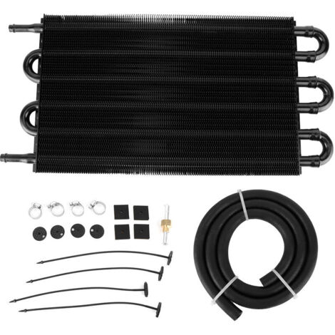 Jeffergarden Refroidisseur d'huile de transmission, radiateur de refroidisseur d'huile moteur universel à 6 rangées professionnel en aluminium pour véhicules modifiés