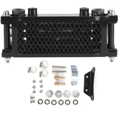Jeffergarden Refroidisseur d'huile Moteur, radiateur d'huile Moteur à Refroidissement Rapide avec kit de pièces de Montage adapté pour Moto Tout-Terrain VTT Tout-Terrain à 4 Roues 100-250CC