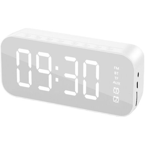 Jeffergarden Réveil Bluetooth haut-parleur haut volume multifonctionnel Portable Mini haut-parleur sans fil pour l'extérieur et la maison blanc