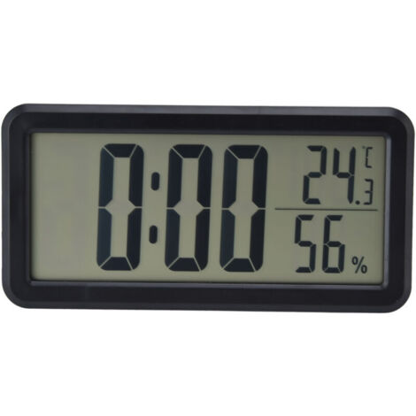 Jeffergarden Réveil numérique Portable noir, température et humidité, horloge électronique numérique LCD murale pour dortoir et bureau