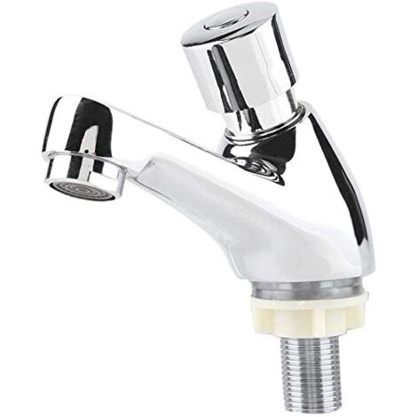 Jeffergarden Robinet d'évier de lavabo chromé, salle de bains publique Ktchen, fermeture automatique, économie d'eau, retardement du temps