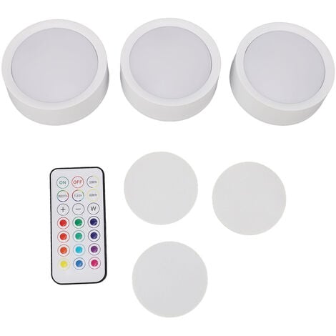 YB Jeffergarden Rondelle lumineuse LED avec télécommande, 13 couleurs, alimentée par batterie, éclairage sous-meuble, sans fil, pour comptoir de placard