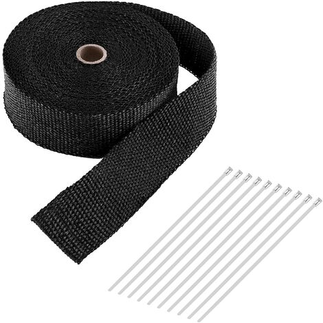 Jeffergarden Ruban Isolant Thermique 2000 ° pour Moto, 15m50mm Ruban échappement Bande Isolant Thermique Titanium Avec 10 attaches de câble en Acier Inoxydable