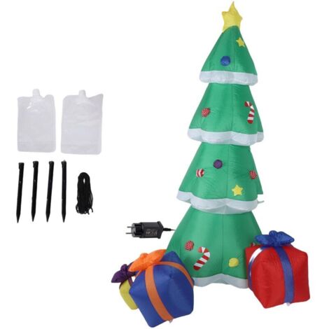 Jeffergarden Sapin de Noël gonflable de 2,1 mètres avec lumières LED, idéal pour les fêtes de fin d'année, les jardins, les patios, les pelouses, prise standard européenne, 220-240V.