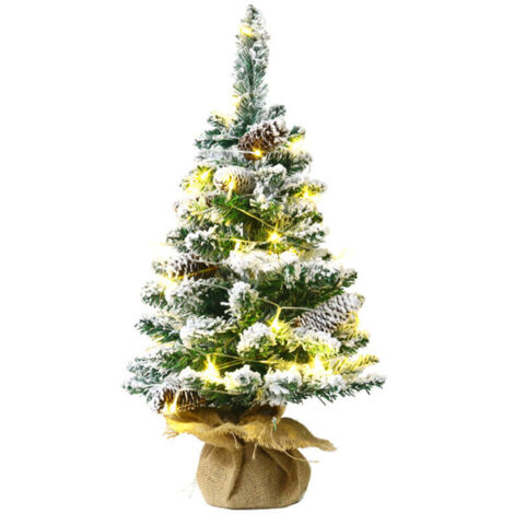 Jeffergarden Sapin de Noël miniature, sapin de table enneigé floqué, sapin de Noël de 45 cm (version lumière chaude)