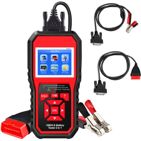 Jeffergarden ‌Scanner OBDII KONNWEI KW870‌ - Testeur de Batterie Universel 2 en 1, Outil de Diagnostic Auto avec Fonctions Avancées pour Toutes Marques