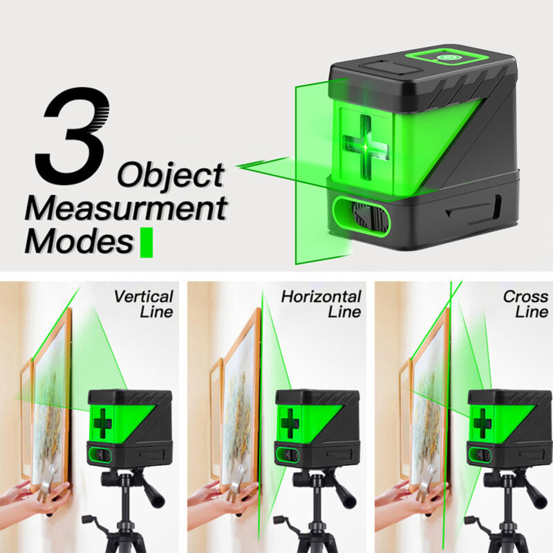 Jeffergarden Self-leveling laser level, 2-line horizontal green beam line, alignment tool for hanging pictures and DIY applications