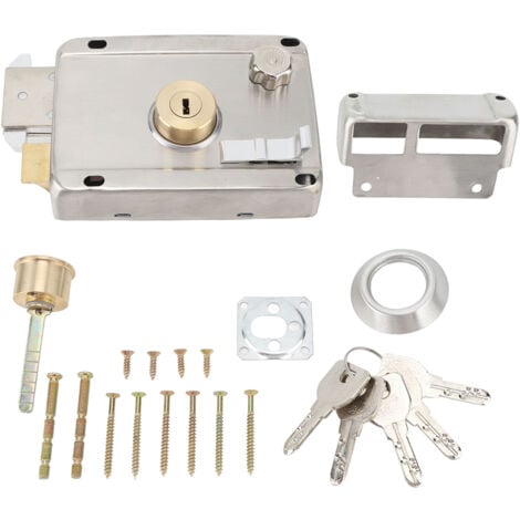 Jeffergarden Serratura antifurto meccanica esterna con maniglia Antiruggine Serratura per cancello esterno in acciaio inossidabile per porta in legno argento