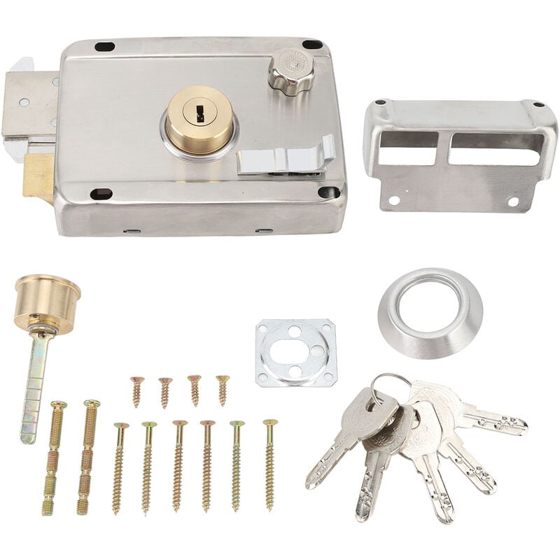 Serrure antivol mécanique extérieure avec poignée, prévention de la rouille, serrure de porte extérieure en acier inoxydable pour porte en bois,