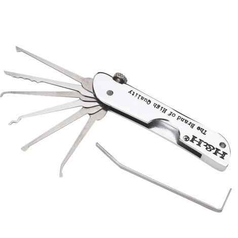 Jeffergarden ‌Set Professionale per Scasso Serrature 7 in 1 Piegevole‌ in Acciaio Inox, Kit Compatto per Formazione, Ideale per Principianti ed Esperti