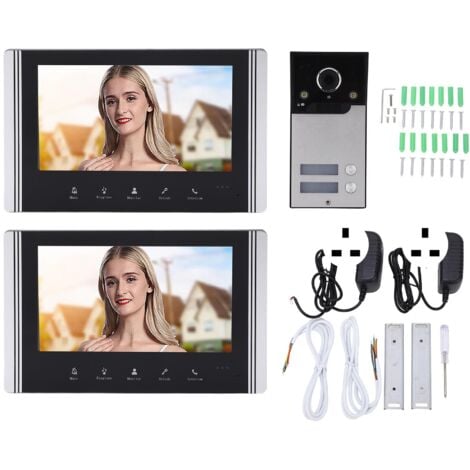 ZY Jeffergarden Sistema de intercomunicación con timbre con vídeo, pantalla LCD TFT de 7 pulgadas, gran angular de 120° para casa, apartamento, AC100-240V