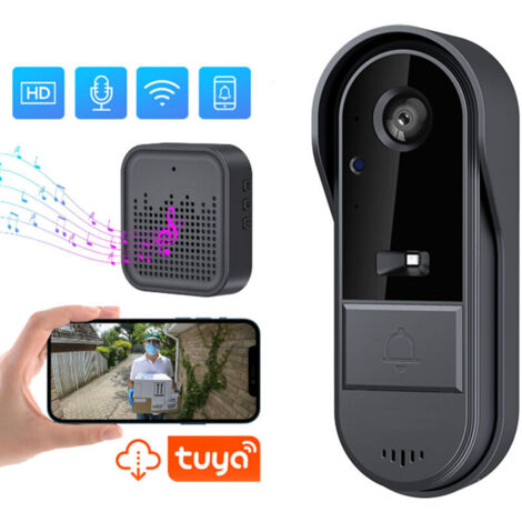 Jeffergarden Sonnette sans Fil Exterieur Etanche,  Grand Angle de 125°, Vision Nocturne, Audio Bidirectionnel, IP65 Étanche, Supporte Uniquement 2,4 GHz