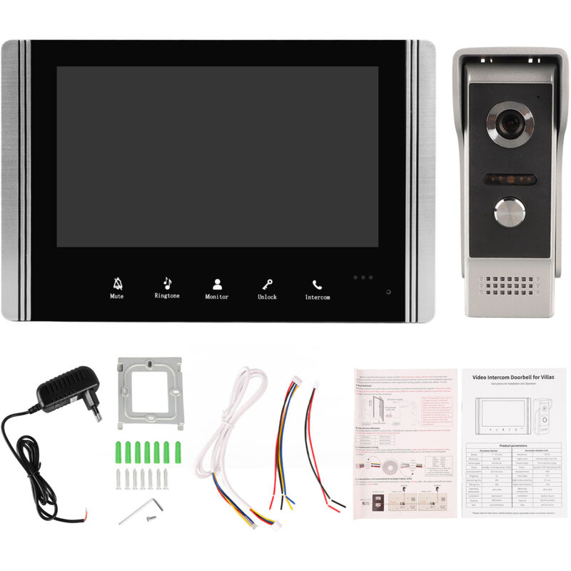 Jeffergarden Sonnette vidéo HD 100 à 240V, Vision nocturne, Audio bidirectionnel, couleur IP55, étanche à la pluie, pour la sécurité de la maison