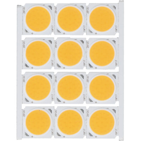 Jeffergarden Source de lumière COB haute puissance, puce LED ronde 12W 36-41V 1080LM pour bricolage, éclairage intérieur, lumière chaude, 12 pièces