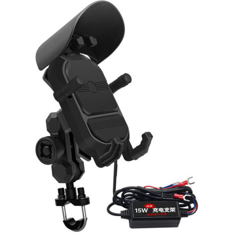 Jeffergarden Support de téléphone pour moto 15 W, charge rapide sans fil, absorption des chocs, réglable, pour Ninja 250 300 400 650