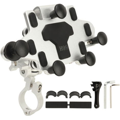 Jeffergarden Support de téléphone pour moto, rotation à 540°, 2 vitesses, réglable, stable, argenté