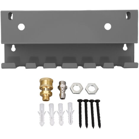 Jeffergarden Support mural pour pistolet de lavage haute pression, support de rangement pour outils, accessoires de lavage de voiture, avec connecteurs mâles et femelles de 1/4 pouce