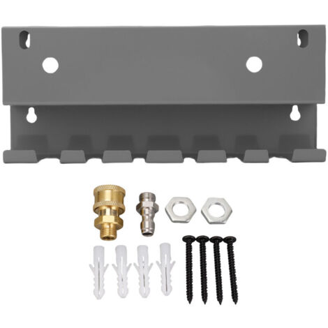 Jeffergarden Support mural pour pistolet de lavage haute pression, support de rangement pour outils, accessoires de lavage de voiture, avec connecteurs mâles et femelles de 1/4 pouce