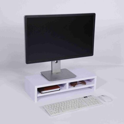Jeffergarden Support pour écran de bureau, support pour ordinateur portable, étagère surélevée pour écran LCD, bureau blanc violacé