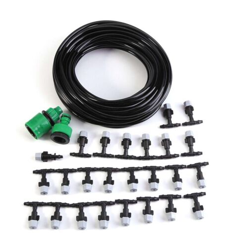 Jeffergarden Système de brumisation d'eau pour jardin et terrasse, tuyau d'arrosage avec buse, kit de micro-irrigation de 15 m
