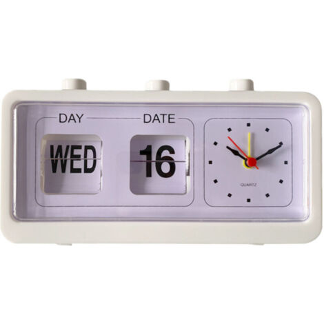 Jeffergarden Table de bureau réveil calendrier de saut manuel réveil de bureau pour salle d'étude bureau blanc