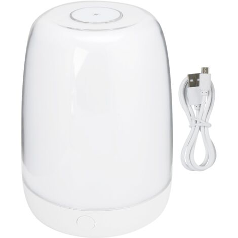 Jeffergarden Table tactile blanche chaude colorée LED veilleuse chambre à coucher charge USB gradation lampe de chevet ambiante de sommeil (lumière blanche chaude colorée)