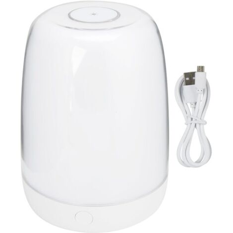 Jeffergarden Table tactile blanche chaude colorée LED veilleuse chambre à coucher charge USB gradation lampe de chevet ambiante de sommeil (lumière blanche chaude colorée)