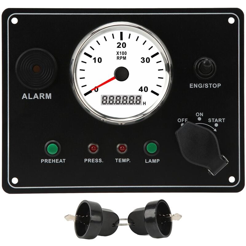 Jeffergarden - Tableau de bord de bateau avec tachymètre multifonction, moteurs 4000 tr/min, arrêt, démarrage, alarme de température de l'eau,