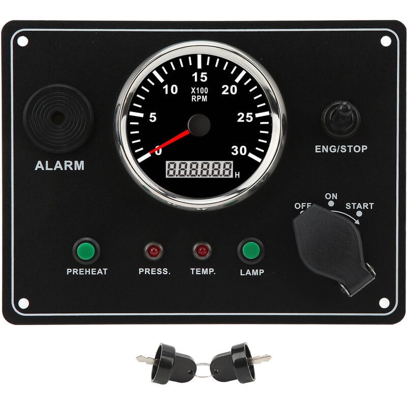 Jeffergarden - Tableau de bord marin multifonction 3000 tr/min, compteur de vitesse, basse pression d'huile, alarme de température de l'eau pour