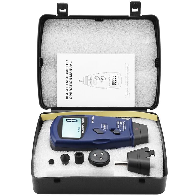 Eosnow SM6236E Tachymètre Laser/Contact 5 chiffres 18 mm Testeur de compteur de rotation de tachymètre numérique LCD