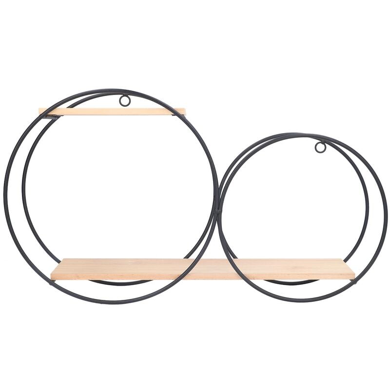 Jeffergarden tagère ronde solidement soudée double usage forte capacité de charge cercle métal bois étagères murales pour chambre maison de thé