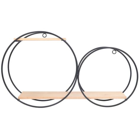 Jeffergarden tagère ronde solidement soudée double usage forte capacité de charge cercle métal bois étagères murales pour chambre maison de thé