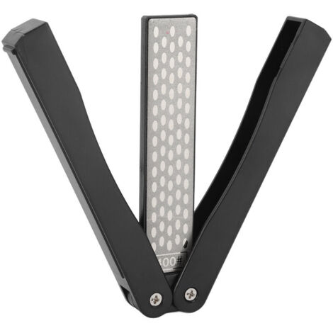 Jeffergarden Taille-crayon Double face Portable en émeri, taille-crayon de poche plié en forme d'éventail pour jardin extérieur noir