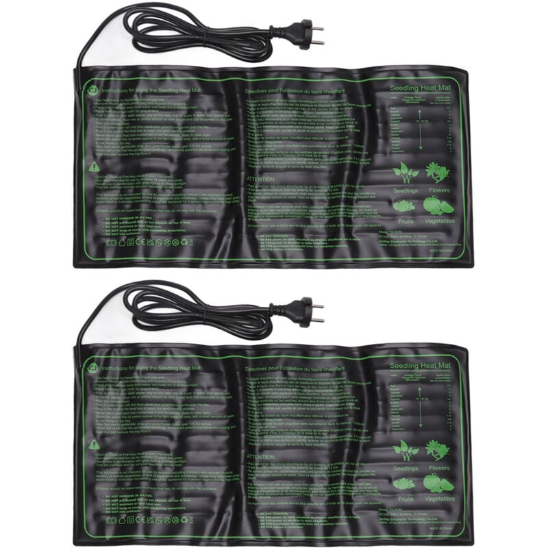 Jeffergarden - Tapis chauffant imperméable pour semis, 2 pièces, coussin à température constante pour la croissance des graines de plantes, prise ue