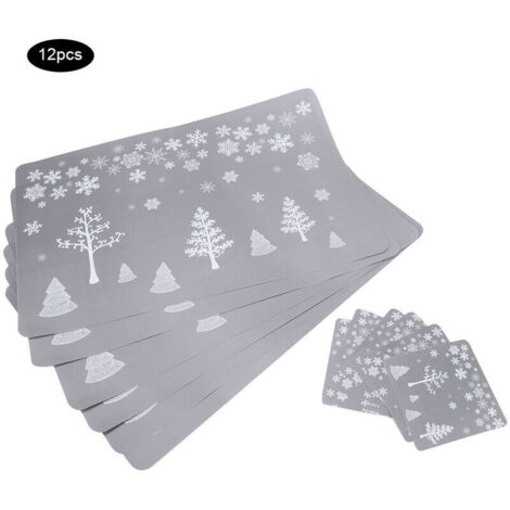 Jeffergarden Tapis de tasse de thé imprimé de nol, 12 pièces, sous-verres, théière, Placement, tapis de Table, décoration