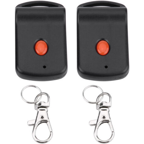 Jeffergarden Télécommande de porte de garage pour voiture, 2 porte-clés de contrôle de portail noirs 23A 12V en plastique 1 bouton 276W pour 300 MHz multicode