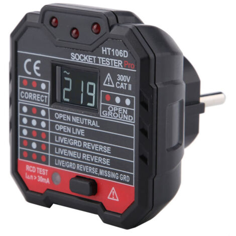 Jeffergarden ‌Tester di Rete Elettrica HT106D Multifunzione‌ per Prese, Strumento Controllo Guasti