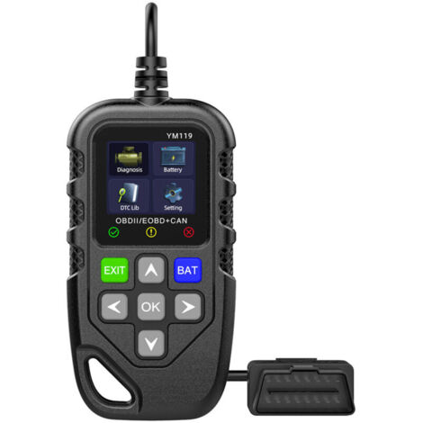 Jeffergarden Testeur OBD YM119 pour la détection des pannes du moteur et le test de la batterie (noir)