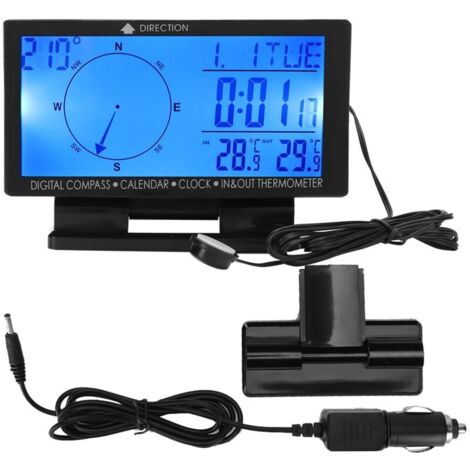 Jeffergarden Thermomètre numérique compact pour voiture, avec fonction d'affichage de l'heure