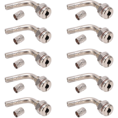 Jeffergarden Tige de Valve de pneu de camion TR543E pliée à 75 degrés, adaptateur d'extension de Valve à pince de 65mm pour trou de camion de Bus 9.7mm 10 pièces