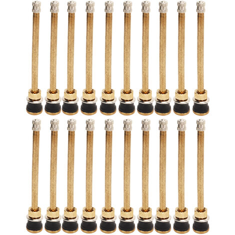 Jeffergarden Tiges de valve de camion à pince de 5 pouces, 20 pièces, tige de valve droite tubeless en cuivre TR574 pour alésage de valve de 0,625 pouces