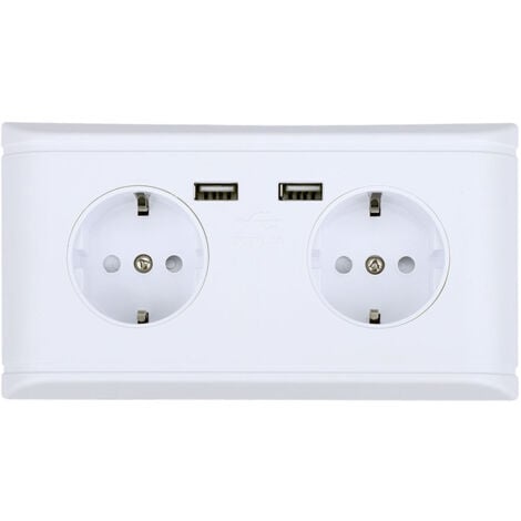 Jeffergarden Toma de corriente, enchufe europeo de 250V, diseño de puerto USB, pared con placa protectora doble, enchufes dobles europeos para oficina
