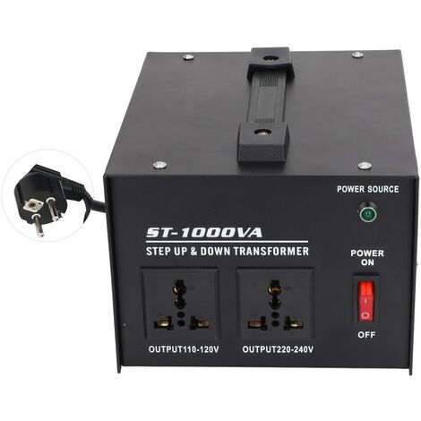 Jeffergarden Transformateur Buck élévateur 1000W, convertisseur de tension 220V à 110V, monophasé, prise ue, tension d'entrée réglable 110V 220V