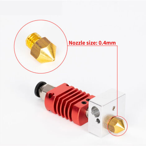 Jeffergarden Tronxy Pièces de mise à niveau 3D assemblées MK10 Extrudeuse Hotend Kit avec bloc chauffant en aluminium Buse de 0,4 mm Thermistance 100 K Ohm Tube PTFE 24 V 50 W Compatible imprimante X5