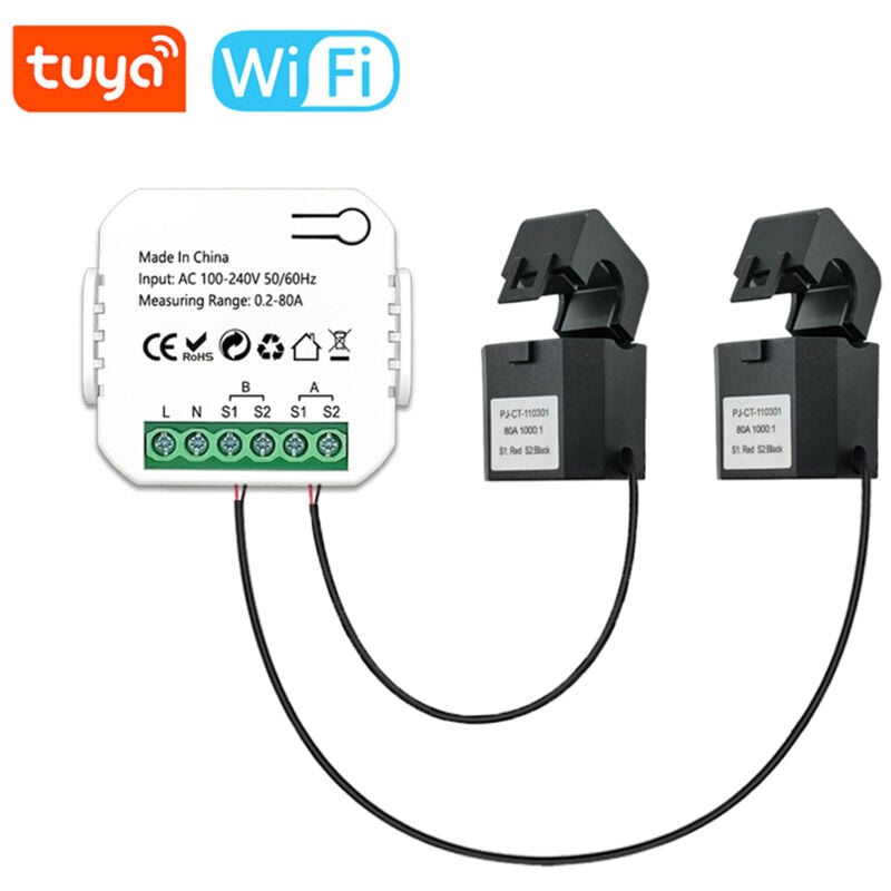 Tuya Wifi Compteur d'énergie intelligent Système solaire photovoltaïque Production d'énergie Consommation Surveillance bidirectionnelle Contrôle par